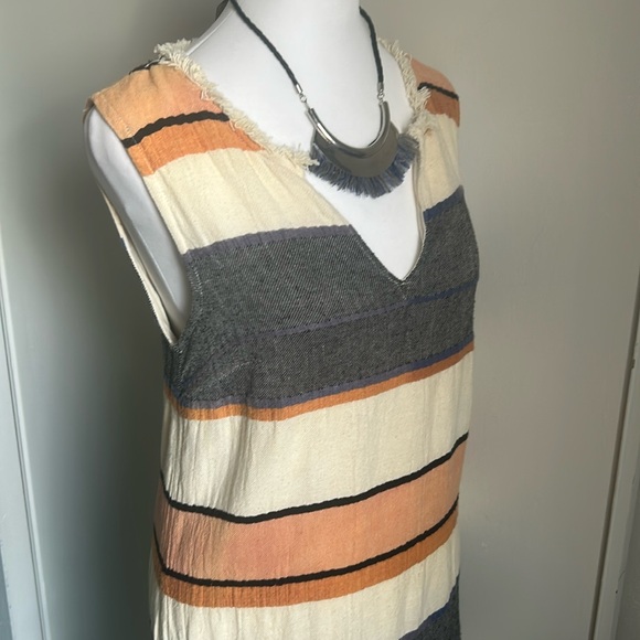 Anthropologie Holding Horses Sleeveless Boho Fringe Striped Shift Dress - Picture 3 of 14